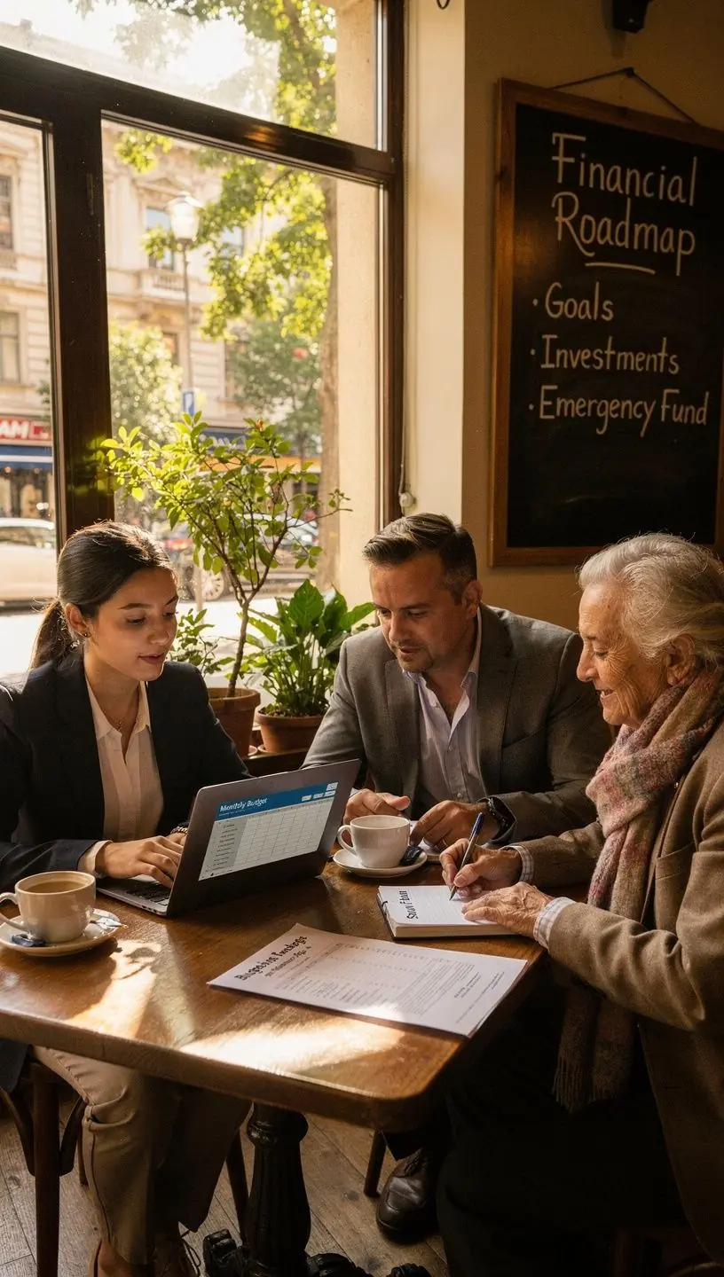 Könyvborító, amely a személyes pénzügyek alapjairól szóló gyakorlati útmutatót ábrázol.